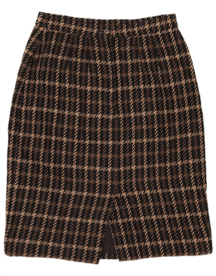 Marks & Spencer Damen Bleistiftrock UK 14 Medium W28 Braun kariertes Acryl