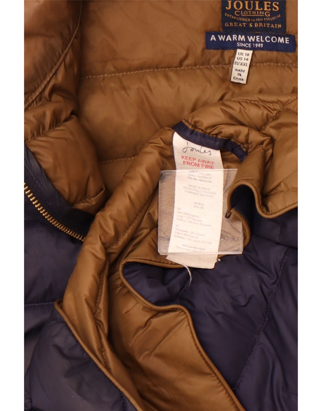 Joules Damen Wattierte Jacke UK 18 XL Marineblau Polyamid