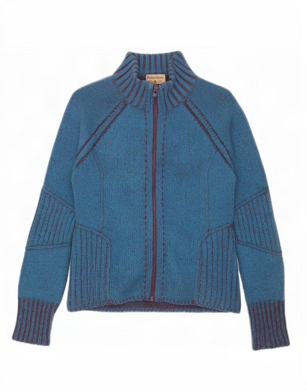 Marlboro Classics Damen-Cardigan mit durchgehendem Reißverschluss, Gr. 18, XL, blaue Lammwolle
