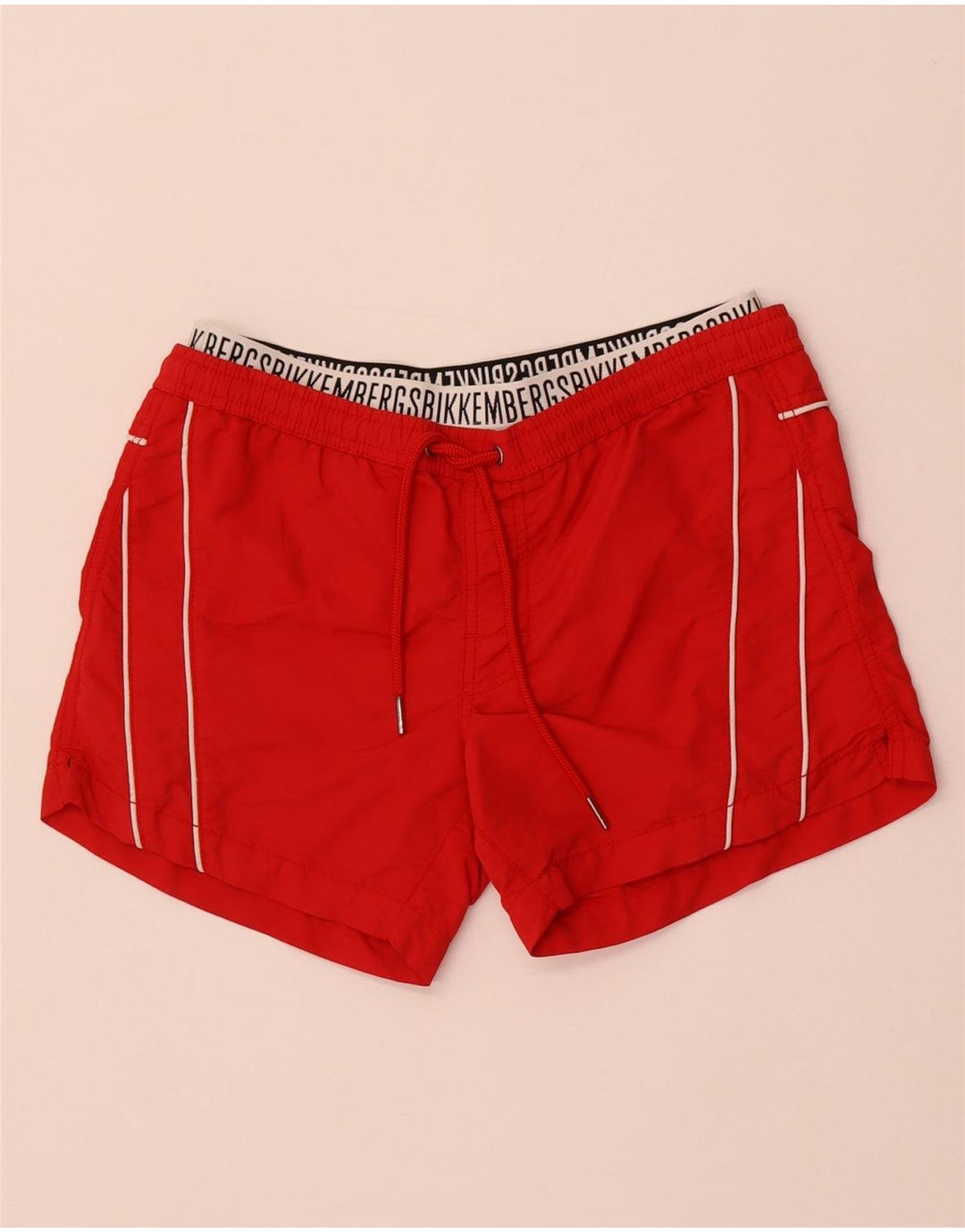 Bikkembergs Herren-Badeshorts mit Grafik, mittelrot, Polyamid