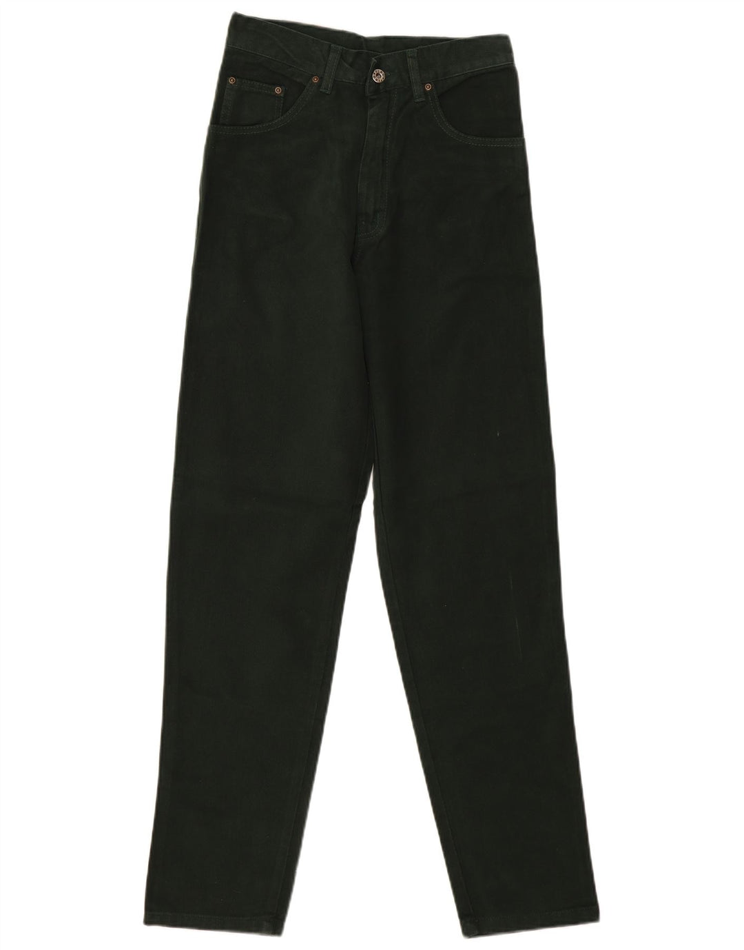 VINTAGE Damen High Waist Slim Jeans EU 36 Small W28 L31 Grüne Baumwolle