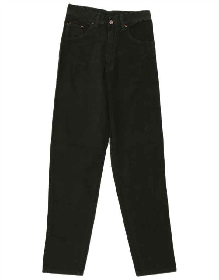 VINTAGE Damen High Waist Slim Jeans EU 36 Small W28 L31 Grüne Baumwolle