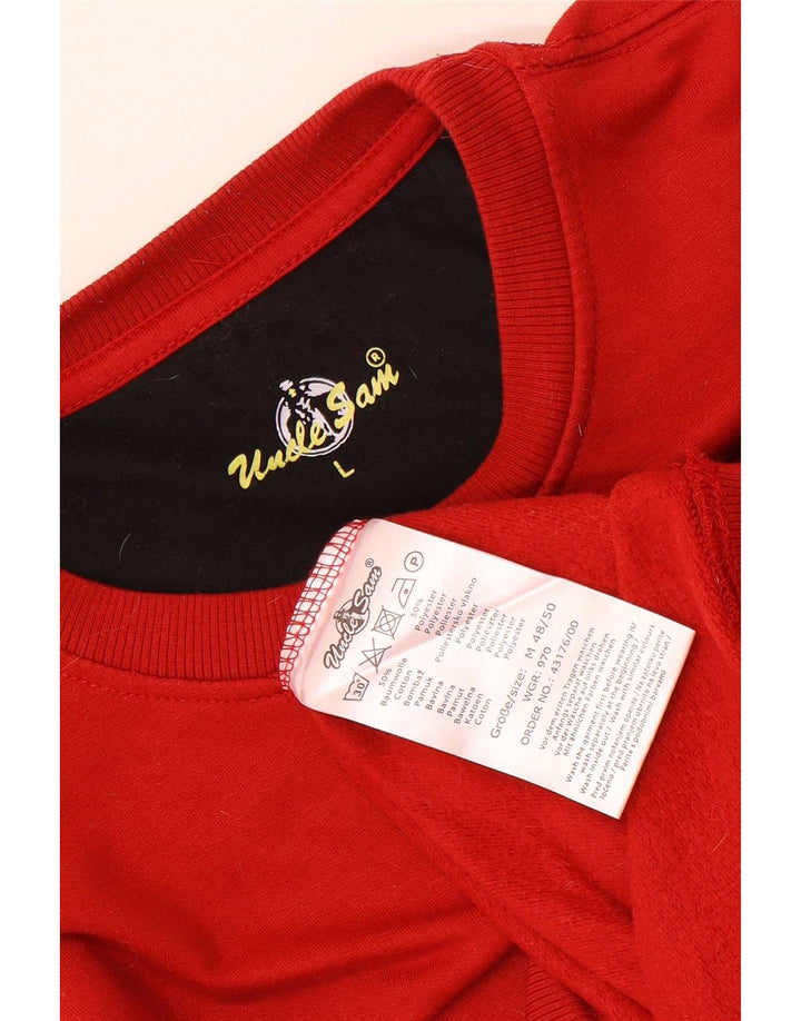 Uncle Sam Herren-Sweatshirt mit Grafik, groß, aus roter Baumwolle
