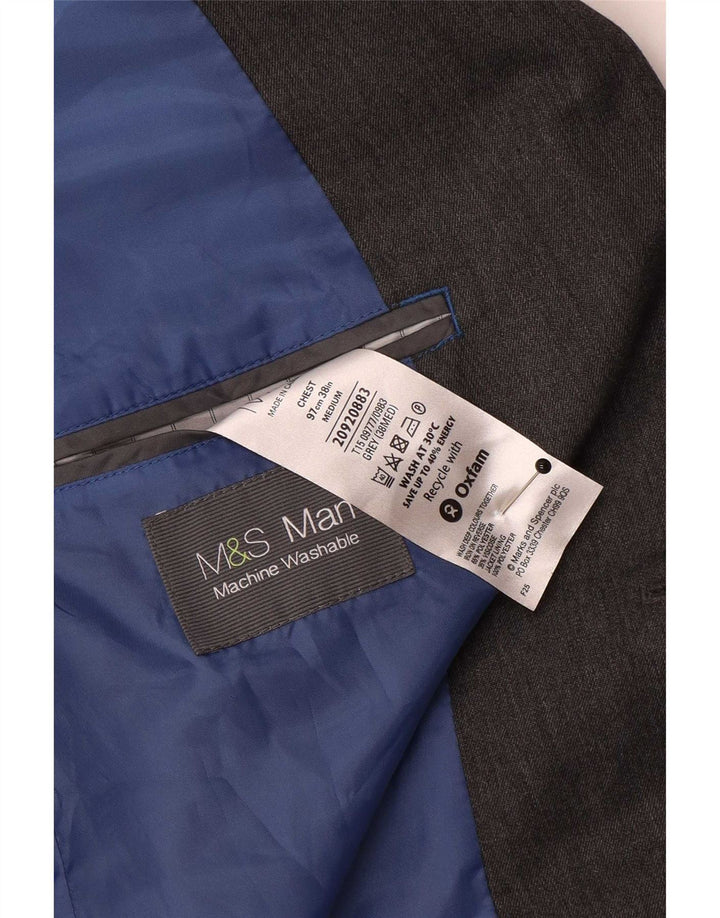 Marks & Spencer Herren-Blazer mit 2 Knöpfen, UK 38, Mittelgrau, Polyester