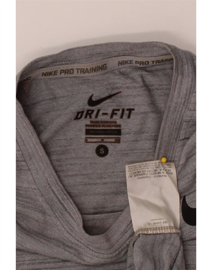 NIKE Mens Dri Fit Top Long Sleeve Small Grey Pinstripe Polyester Vintage Nike and Second-Hand Nike from Messina Hembry 
