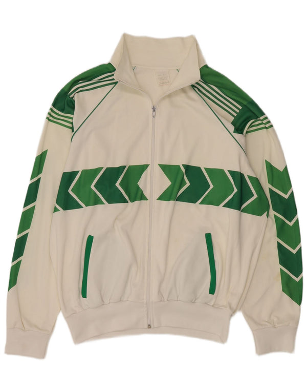 Vintage Herren Trainingsanzug Top Jacke 2XL Weiß Colourblock Nylon