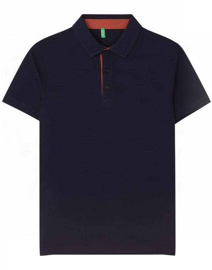 Benetton Herren Poloshirt Medium Marineblau Baumwolle