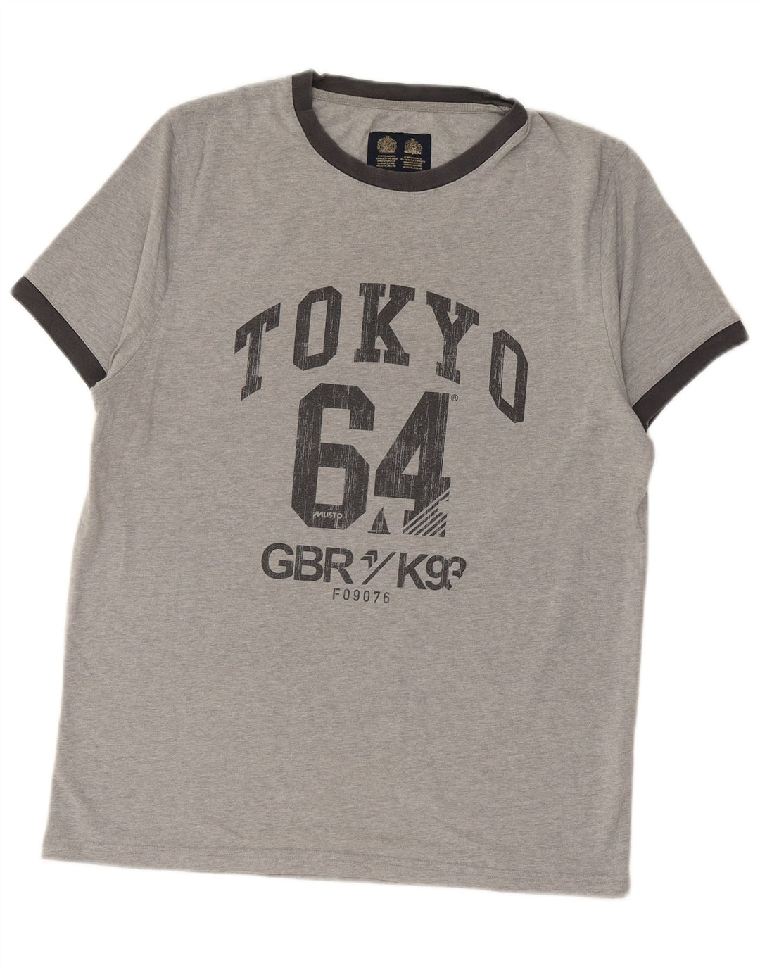 MUSTO Herren-T-Shirt mit Grafik, Mittelgrau meliert