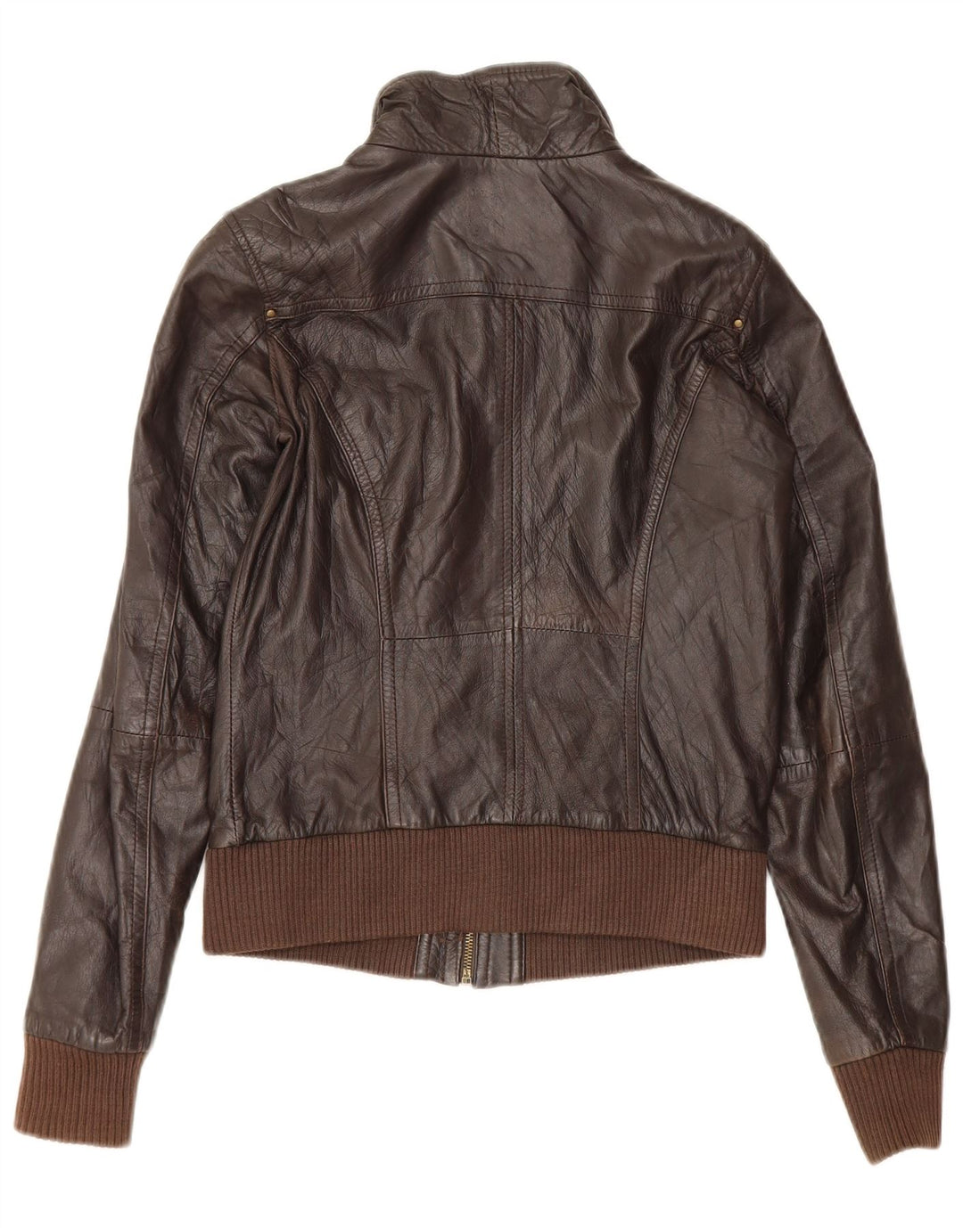 Bershka Damen Lederjacke UK 12 Mittelbraun