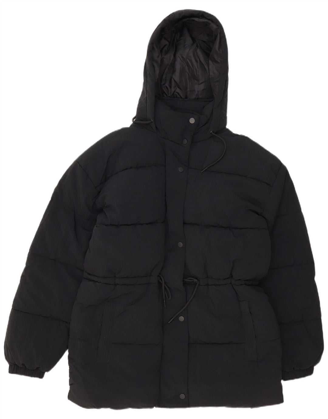 Topshop Damen-Kapuzen-Übergröße, gepolsterte Jacke, Größe S, Schwarz, Polyester
