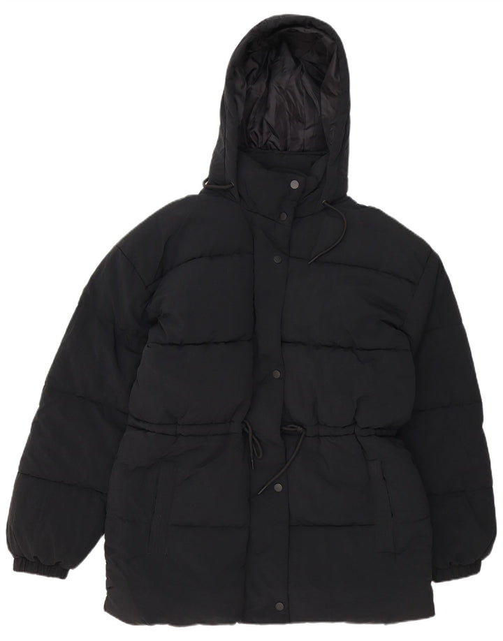 Topshop Damen-Kapuzen-Übergröße, gepolsterte Jacke, Größe S, Schwarz, Polyester