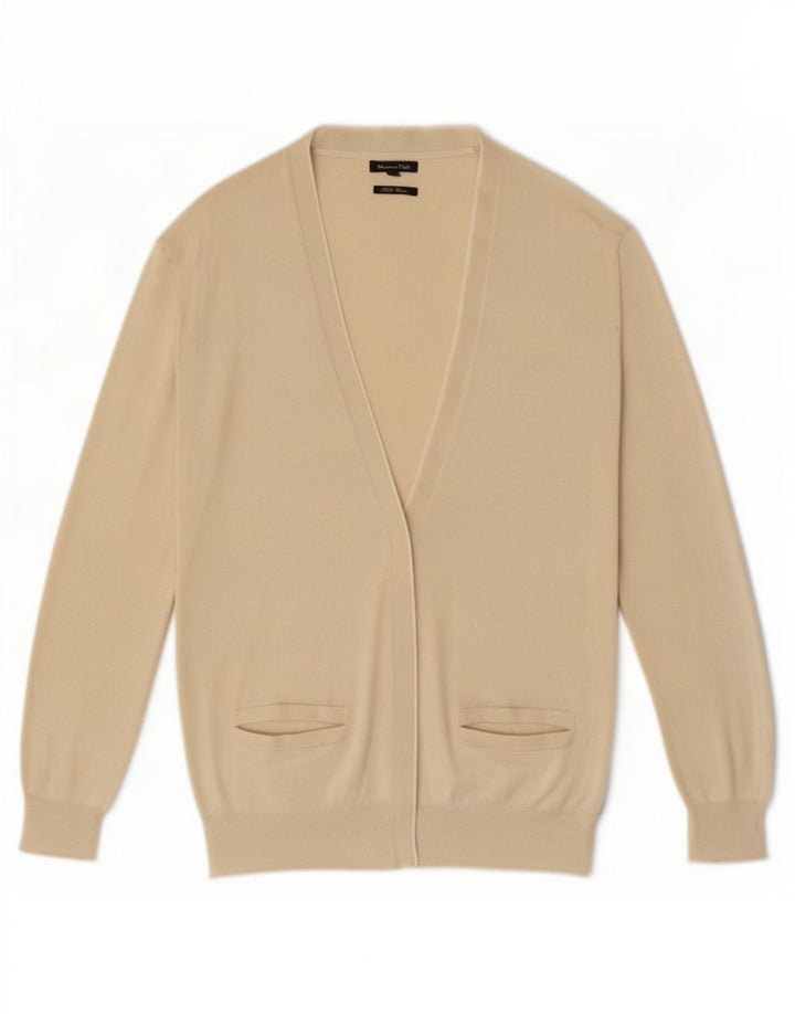 Massimo Dutti Damen-Cardigan-Pullover UK 10 Small Beige Seide