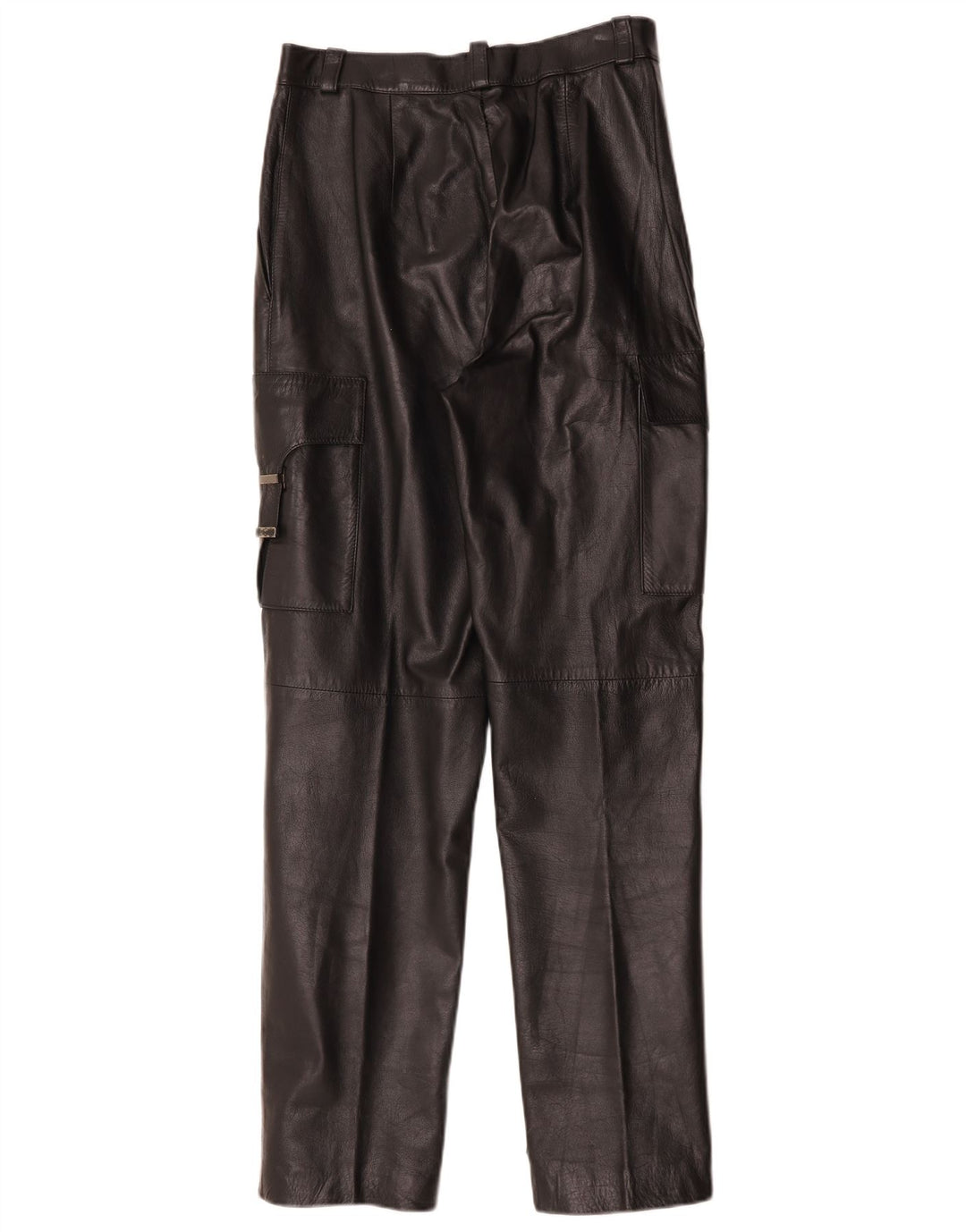 FLORENTIA Gerade Leder-Cargohose für Damen IT 44 Mittel W28 L31 Schwarz