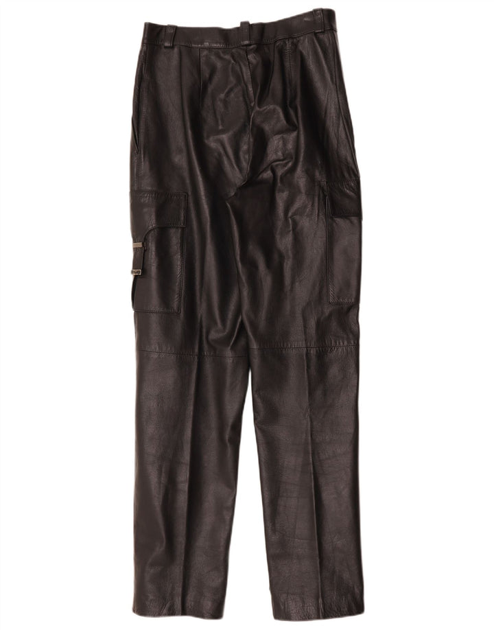 FLORENTIA Gerade Leder-Cargohose für Damen IT 44 Mittel W28 L31 Schwarz