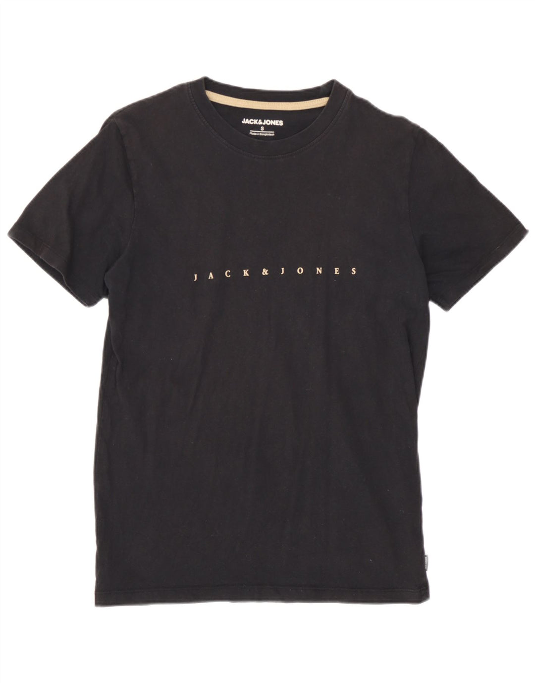 Jack & Jones Herren-T-Shirt mit Grafik, Größe S, schwarze Baumwolle