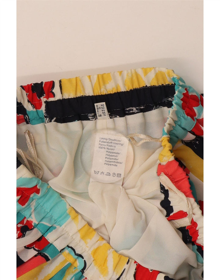 Vintage Damen Messerfaltenrock mit abstraktem Muster UK 14 Medium W32 Multic