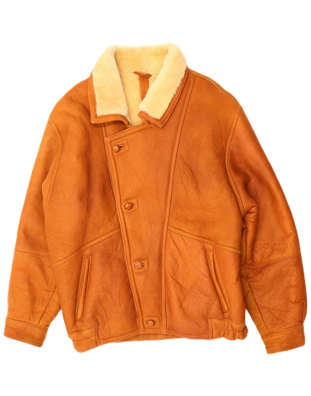 VINTAGE Herren Shearling Jacke IT 50 Large Braun