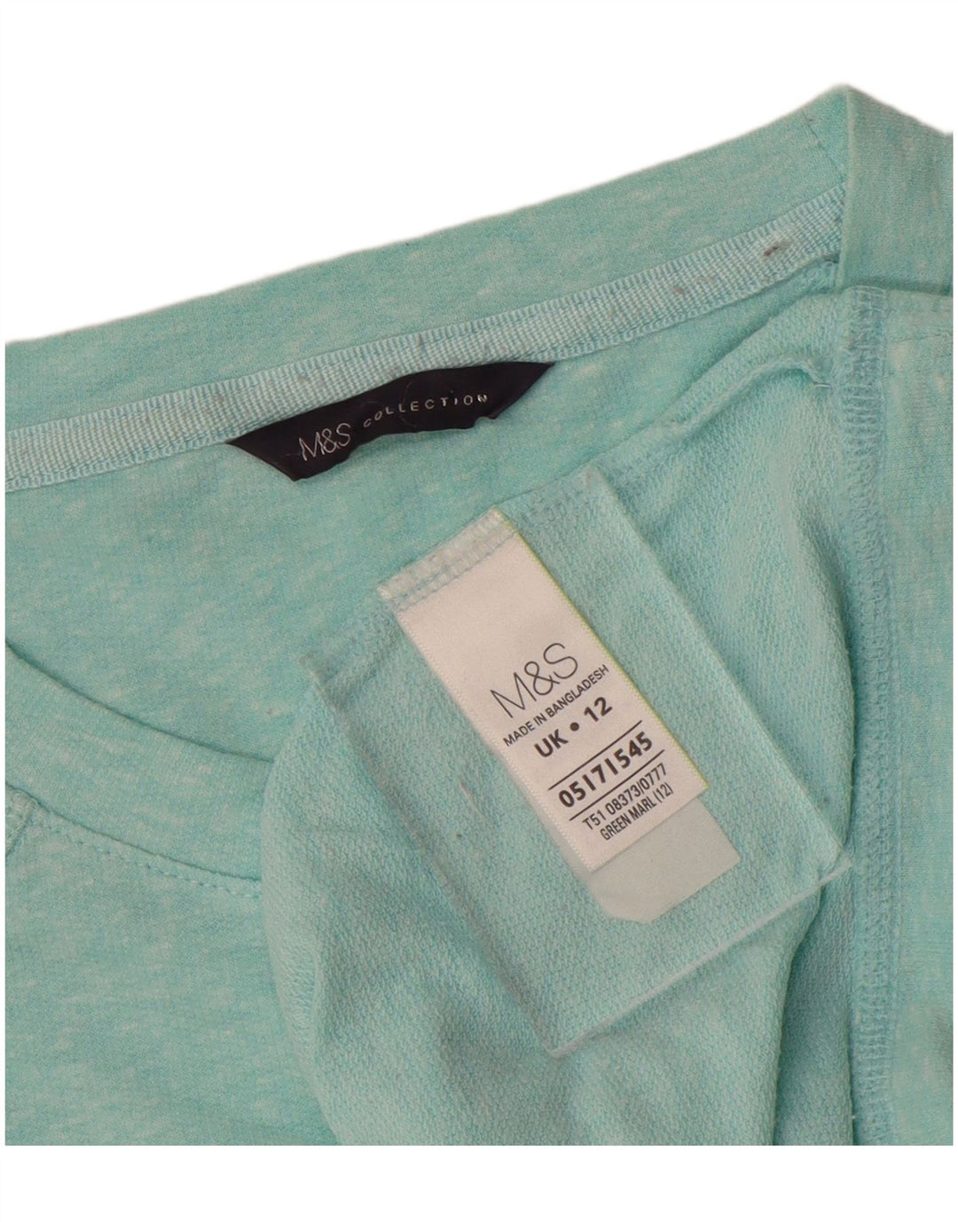 MARKS & SPENCER Damen-Sweatshirtpullover UK 12 Mittelblau gefleckte Baumwolle
