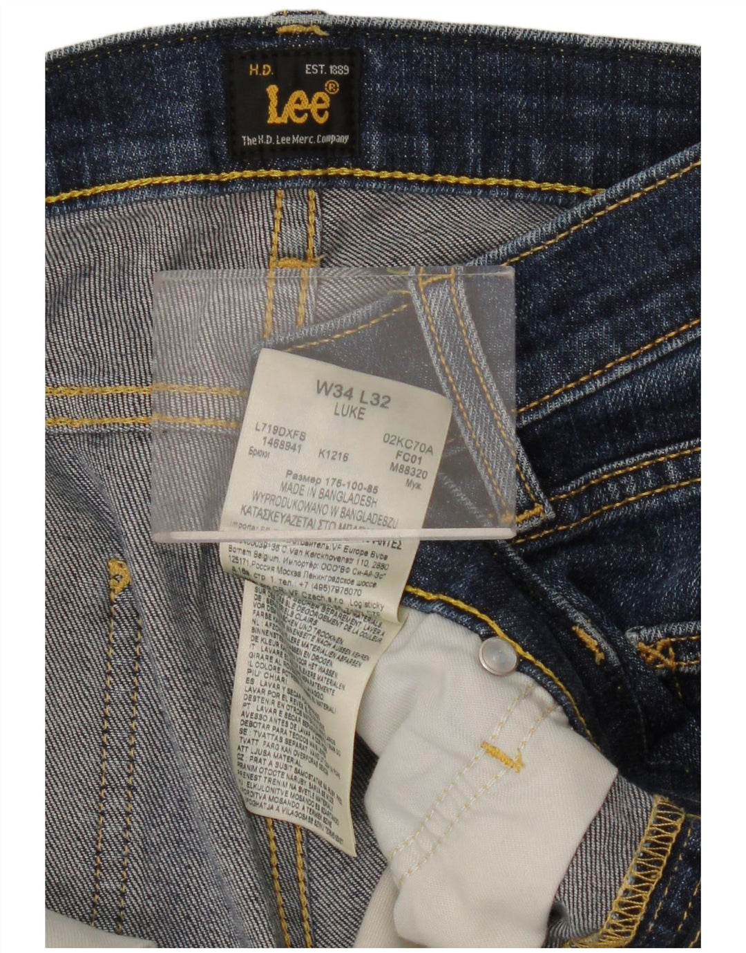 Lee Damen Luke Slim Jeans W34 L32 Blaue Baumwolle