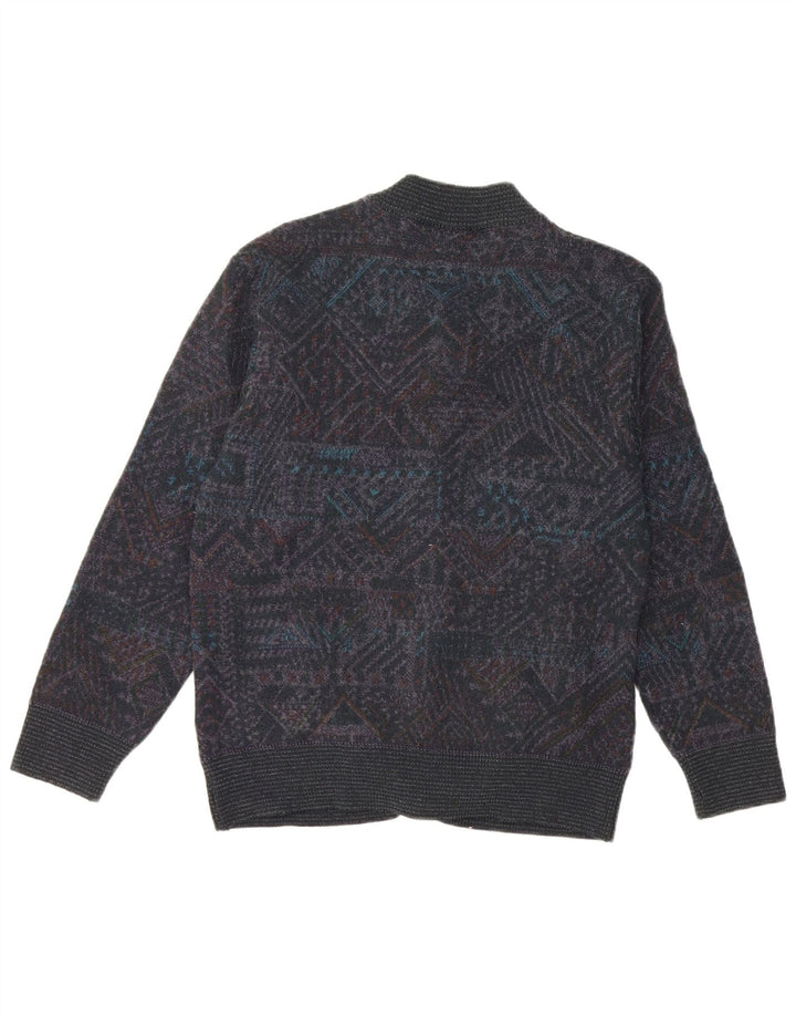 Maglificio Herren-Strickjacke, klein, grau, geometrisch, Acryl
