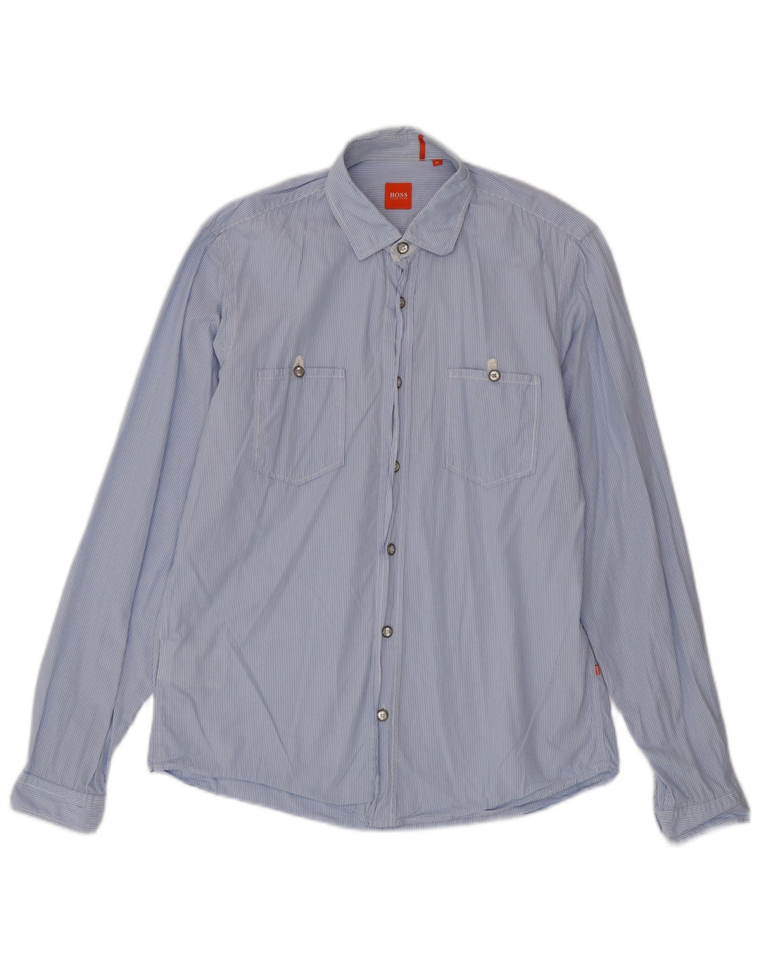 Hugo Boss Herrenhemd aus mittelblauer Nadelstreifen-Baumwolle