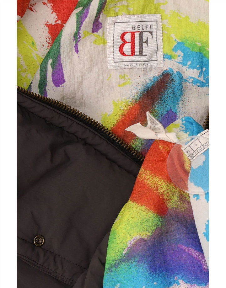 Belfe Womens Graphic Oversized Wattierte Jacke UK 14 Mittelgrau Farbblock