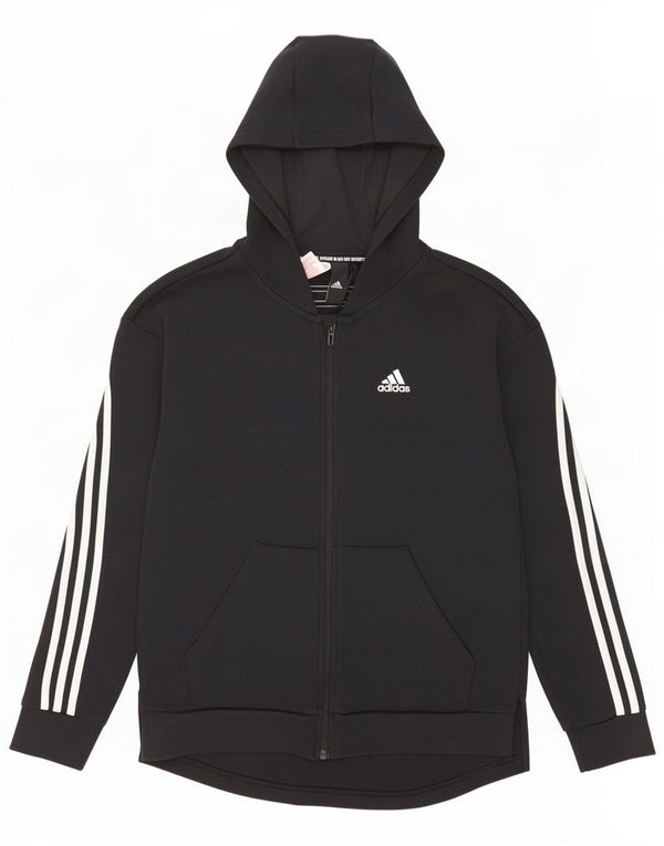 Adidas Jungen Kapuzenpullover mit Reißverschluss, 14–15 Jahre, schwarze Baumwolle