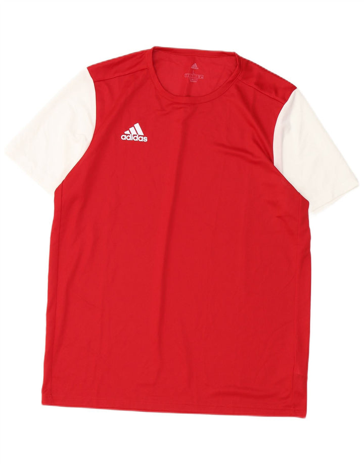 Adidas Herren Climalite T-Shirt Top, großes rotes Farbblock-Polyester