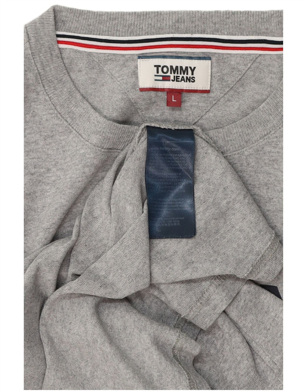 TOMMY HILFIGER Herren Grafik T-Shirt Top Large Grau Baumwolle