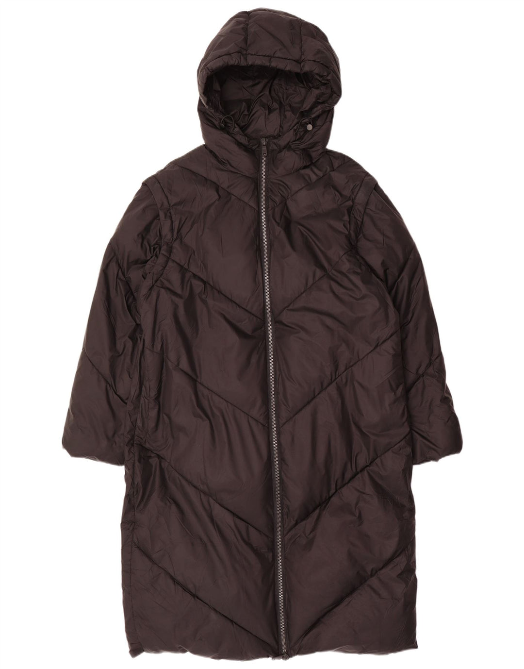 ZARA Damen Übergroßer, wattierter Mantel mit Kapuze, UK 14, Mittelschwarz