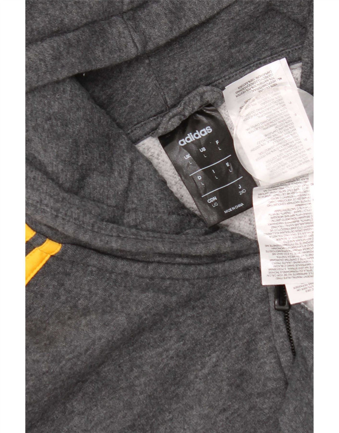 Adidas Herren-Kapuzenpullover mit Reißverschluss, groß, graue Baumwolle
