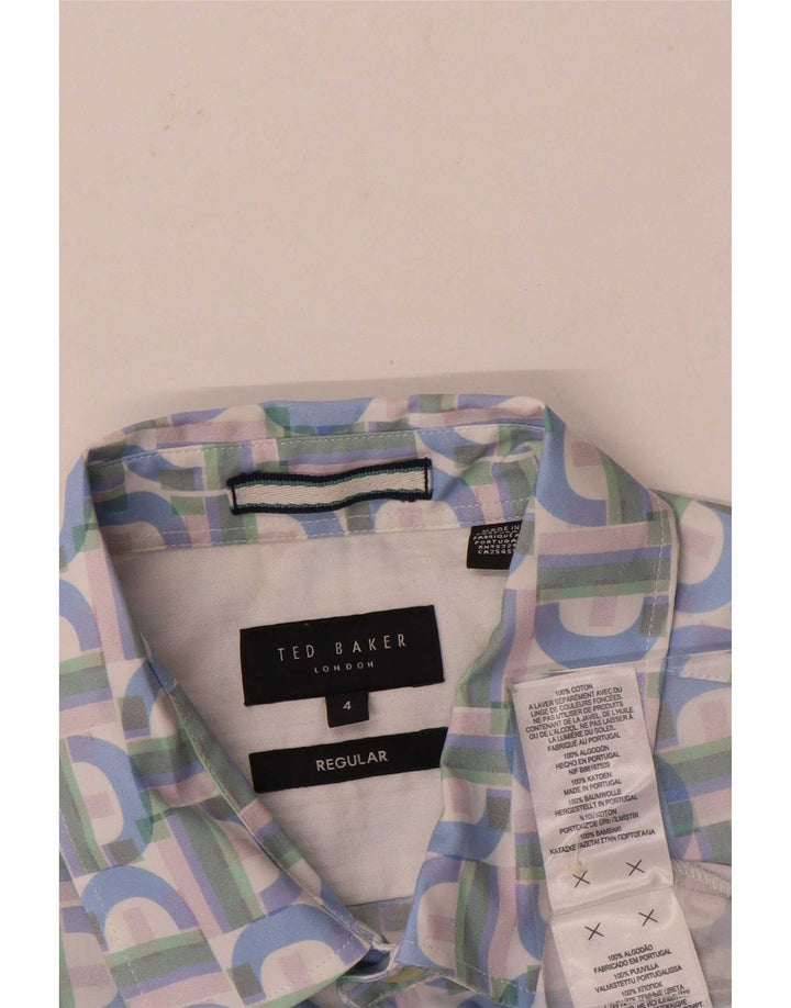 Ted Baker Herren-Kurzarmhemd, Größe 4, groß, mehrfarbig, geometrisch