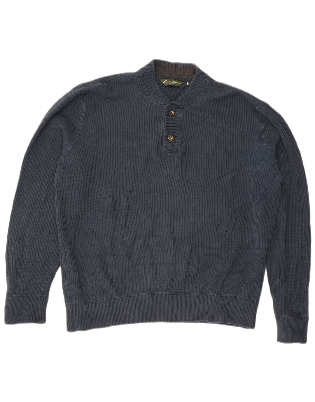 EDDIE BAUER Herren-Pullover mit Rundhalsausschnitt, groß, marineblaue Baumwolle
