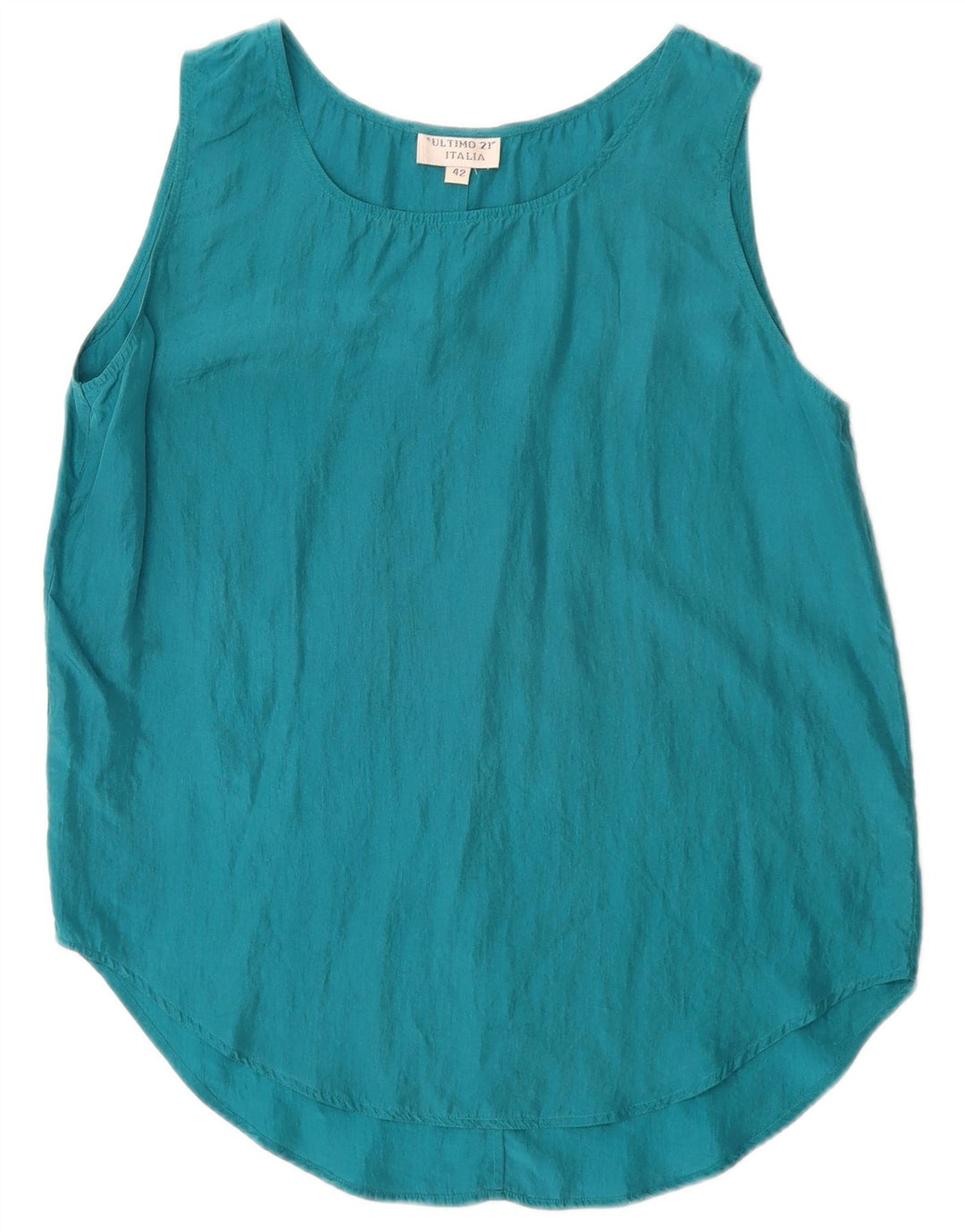 Ultimo 21 Ärmelloses Damen-Blusenoberteil IT 42 Mittelblaue Seide