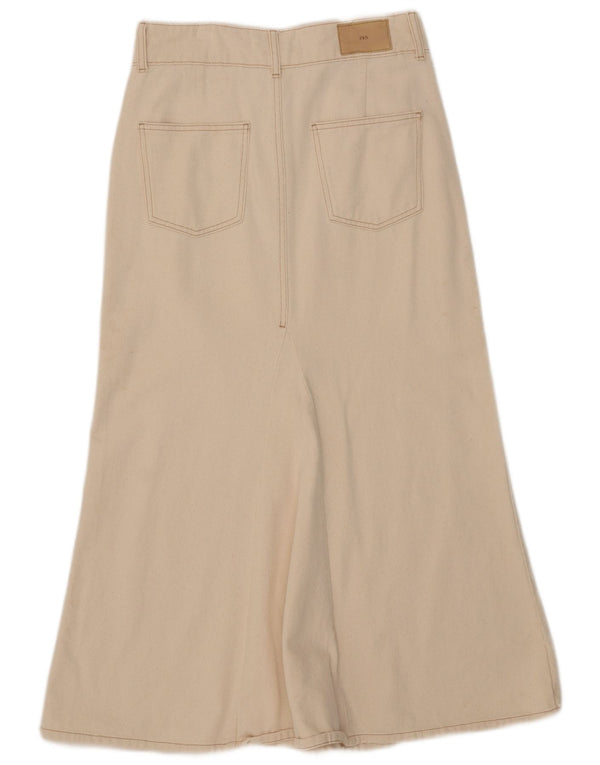 Zara Damen Midirock Medium W29 Beige Baumwolle