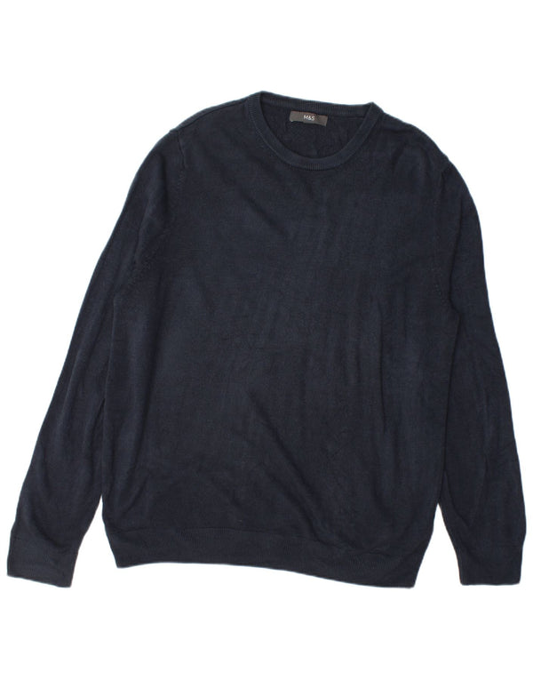 Marks & Spencer Herren-Pullover mit Rundhalsausschnitt, groß, Marineblau, Acryl