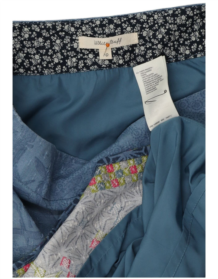 WHITE STUFF Damen A-Linienrock UK 10 Small W32 Blaues Blumenmuster aus Polyester