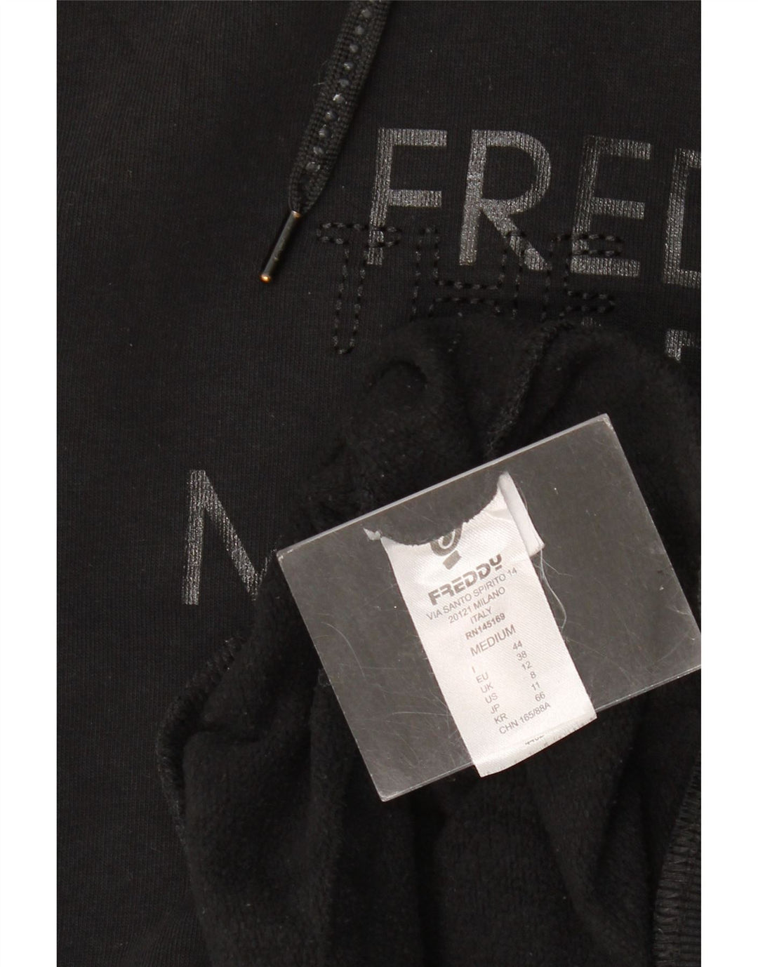 Freddy Damen Grafik-Sweatshirt-Pullover UK 14 Mittelschwarze Baumwolle