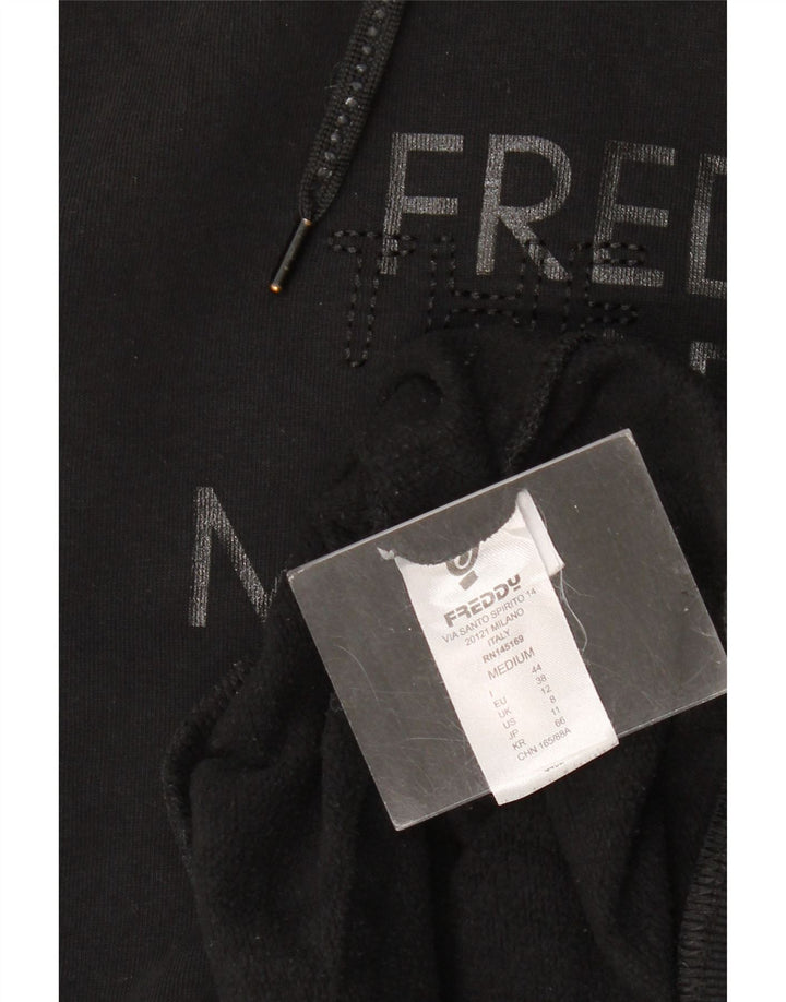Freddy Damen Grafik-Sweatshirt-Pullover UK 14 Mittelschwarze Baumwolle