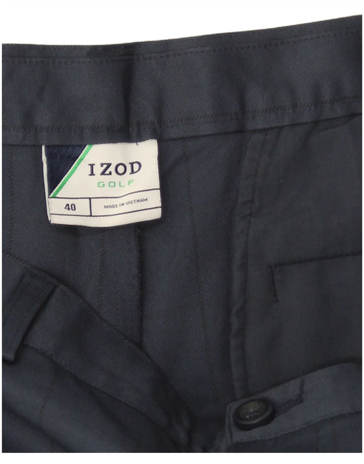 Izod Herren-Golf-Chinoshorts W40 XL Marineblau kariertes Polyester