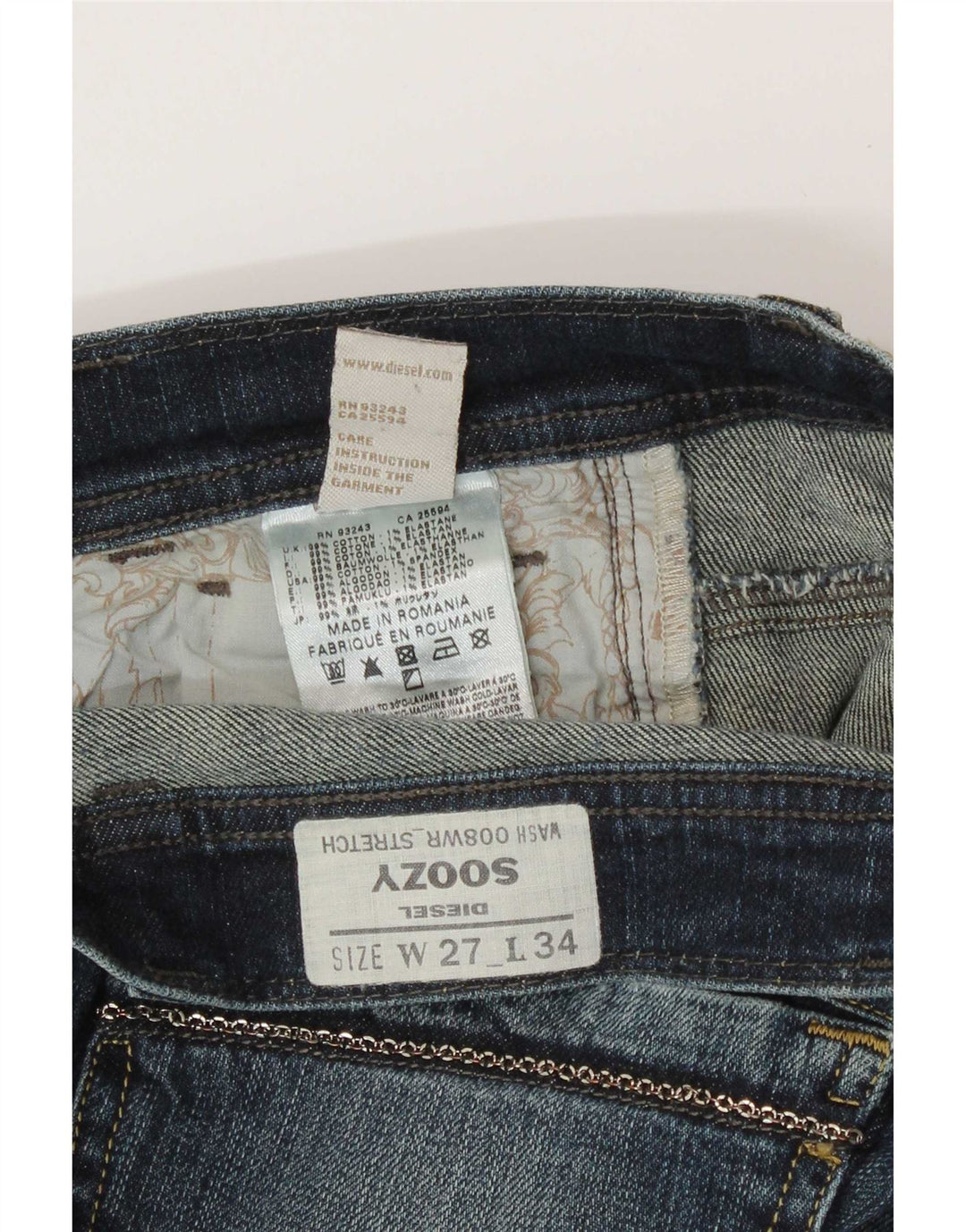 Diesel Damen Soozy Bootcut Jeans W27 L30 Blaue Baumwolle