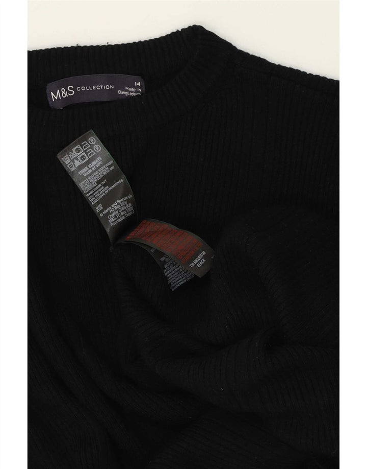 Marks & Spencer Damen-Pullover mit Rundhalsausschnitt, UK 14, Größe L, schwarze Viskose