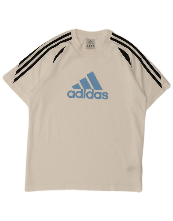 ADIDAS Herren Climalite Graphic T-Shirt Top UK 36/38 Small Weiß Polyester