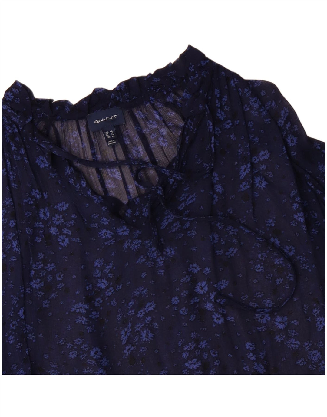 GANT Damen-Blusenoberteil in Übergröße, langärmelig, Größe M, Marineblau, Blumenmuster, UK 12