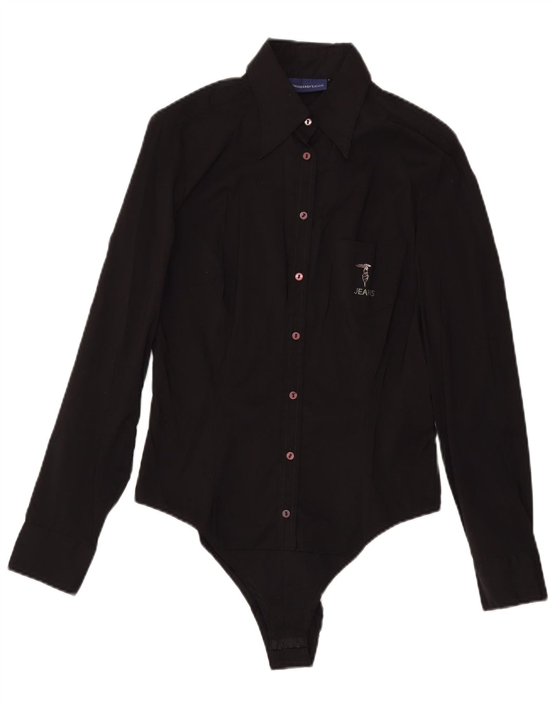Trussardi Damen-Body mit langen Ärmeln, UK 12, mittelschwarz, Baumwolle