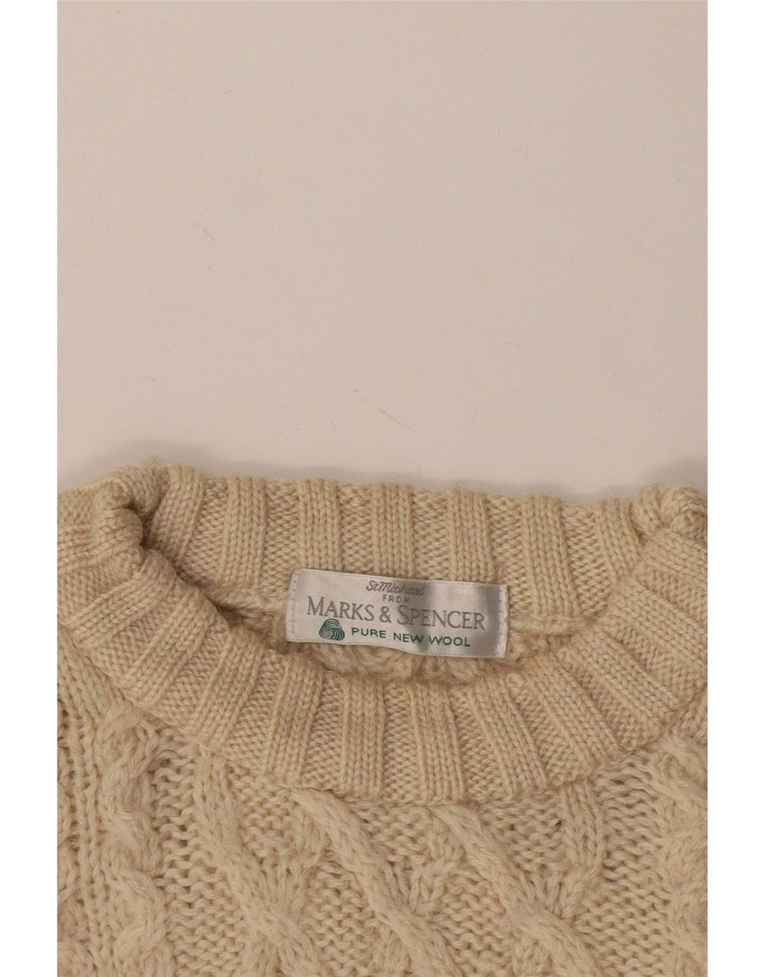 Marks & Spencer Herren-Pullover mit Rundhalsausschnitt, 2XL, beige Wolle