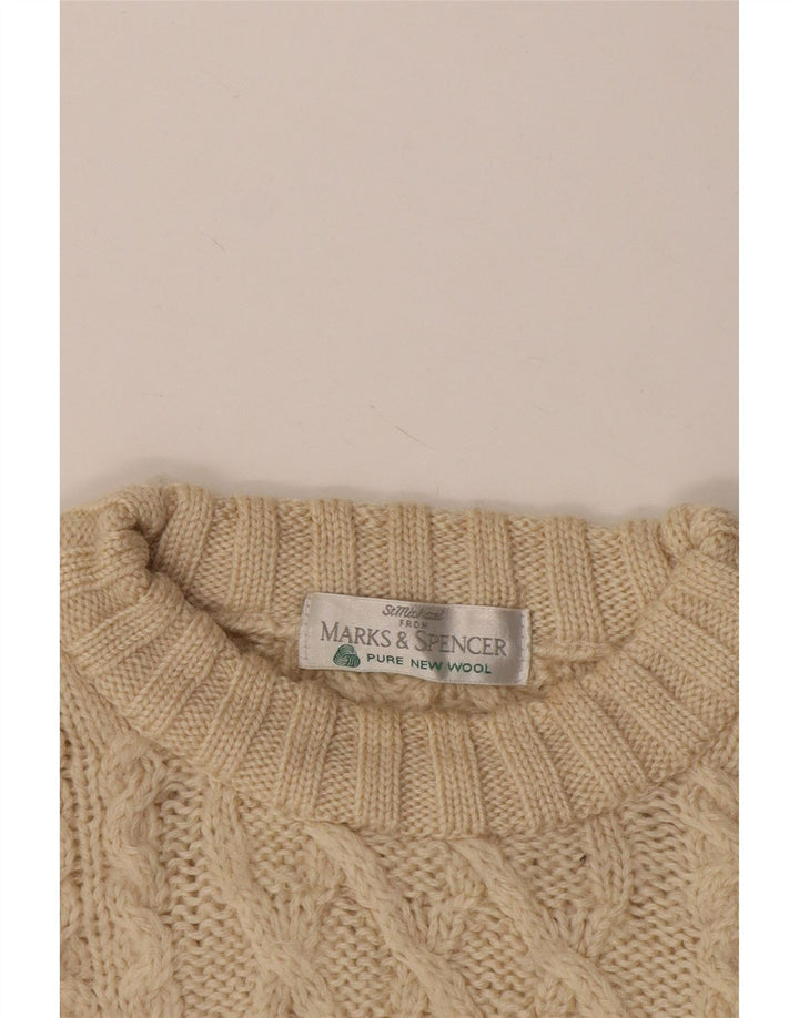 Marks & Spencer Herren-Pullover mit Rundhalsausschnitt, 2XL, beige Wolle