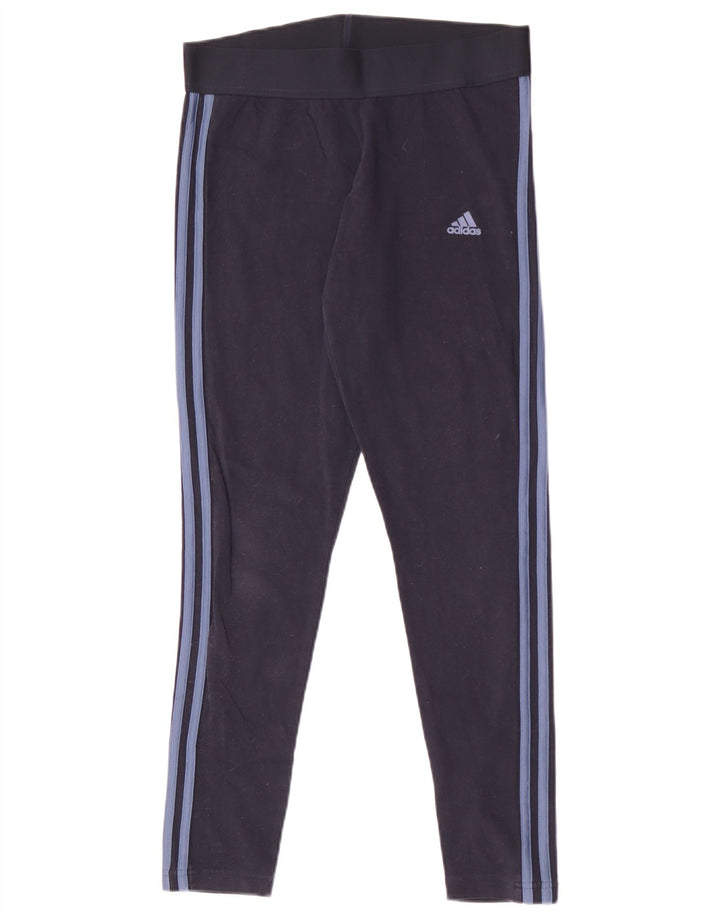 ADIDAS Damen Leggings UK 12/14 Medium Marineblau Baumwolle