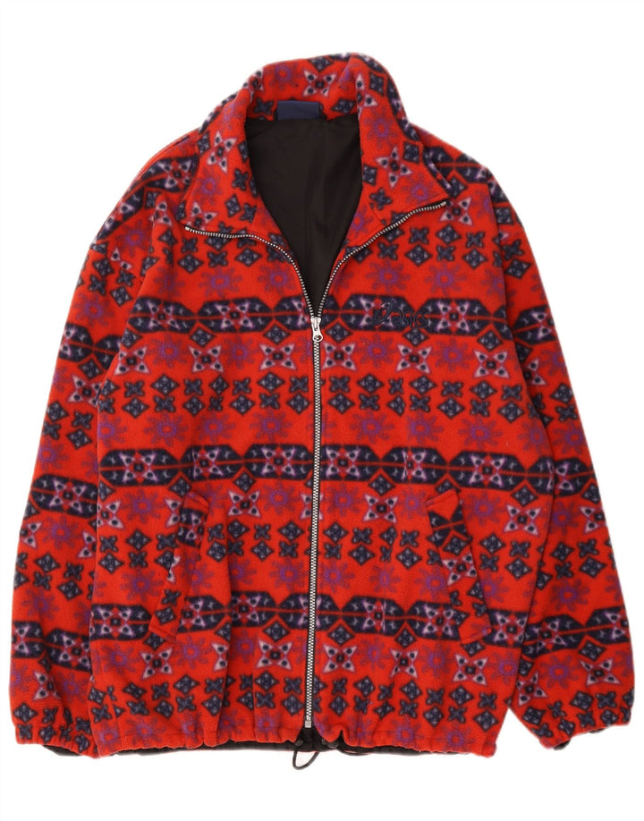 Asics Herren Fleecejacke UK 40 Großes rotes geometrisches Polyester