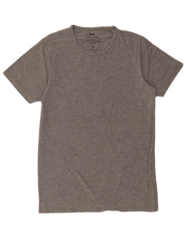 JACK & JONES Herren-T-Shirt-Oberteil aus mittelgrau gesprenkelter Baumwolle